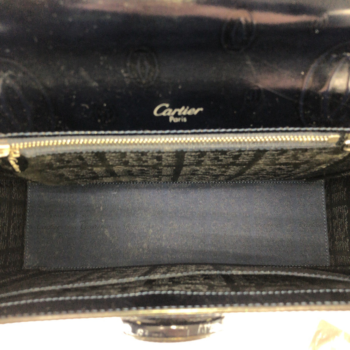 25918
CARTIER カルティエ ヴィンテージ ハッピーバースデー ネイビー ダークネイビー パテントレザー ハンドバッグ レディース AB49