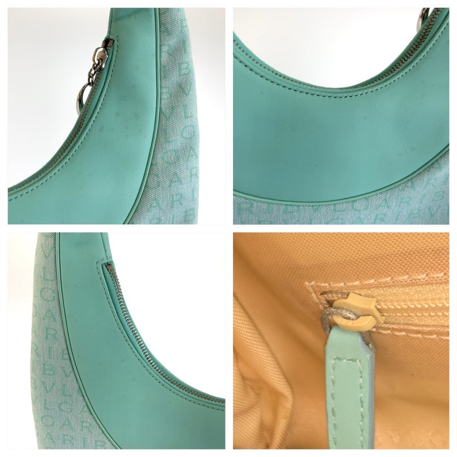 25922
BVLGARI ブルガリ ロゴマニア ミントグリーン シルバー金具 キャンバス / レザー ハンドバッグ レディース AB28