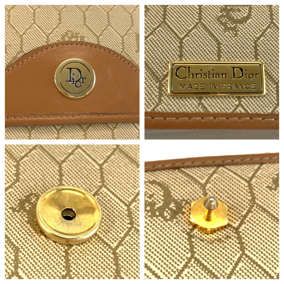 25923
Christian Dior クリスチャンディオール ハニカム ベージュ ゴールド金具 PVC チェーンショルダーバッグ ハンドバッグ レディース ABP30