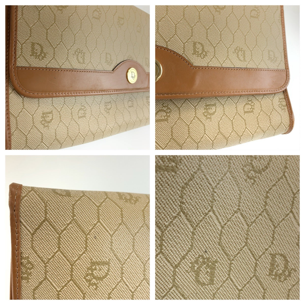 25923
Christian Dior クリスチャンディオール ハニカム ベージュ ゴールド金具 PVC チェーンショルダーバッグ ハンドバッグ レディース ABP30