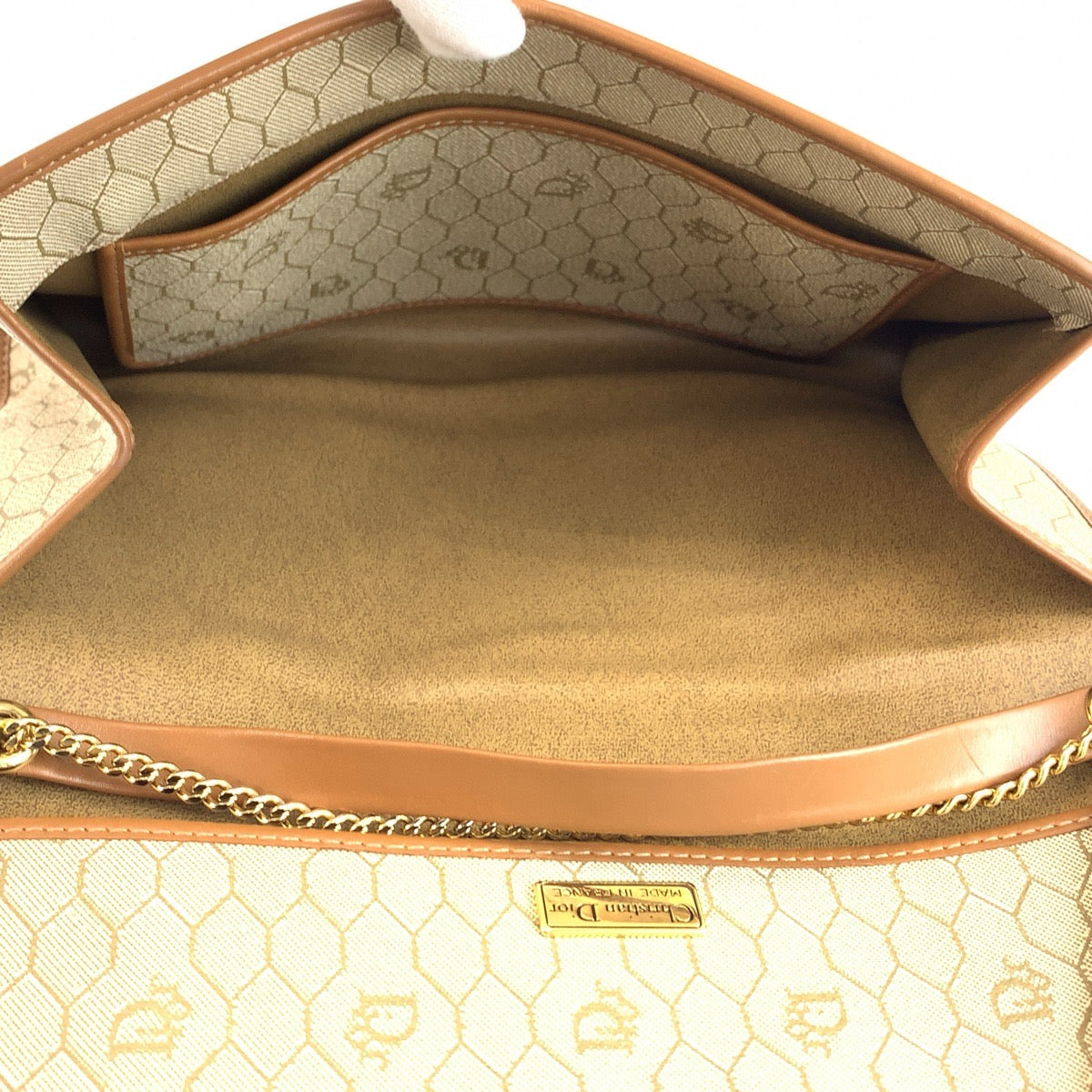 25923
Christian Dior クリスチャンディオール ハニカム ベージュ ゴールド金具 PVC チェーンショルダーバッグ ハンドバッグ レディース ABP30