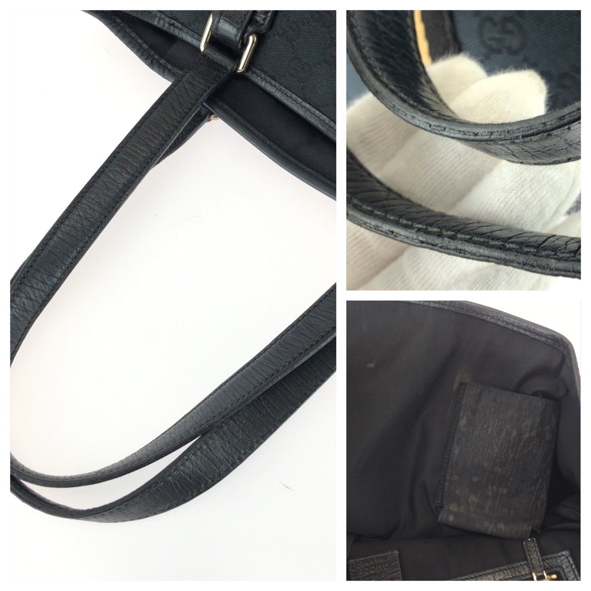 25924
GUCCI グッチ ブラック 黒 ゴールド金具 GGキャンバス / レザー 137396 トートバッグ ショルダーバッグ レディース AB28