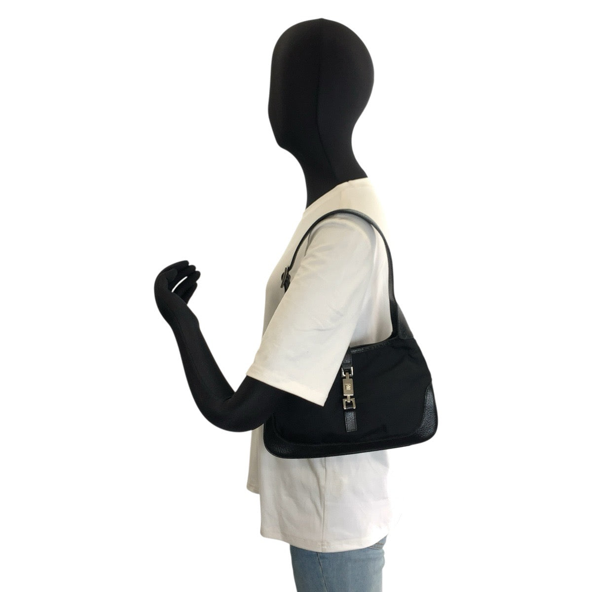 25925
GUCCI グッチ ジャッキー ブラック 黒 シルバー金具 ナイロン / レザー 0013735 ハンドバッグ ショルダーバッグ レディース AB38