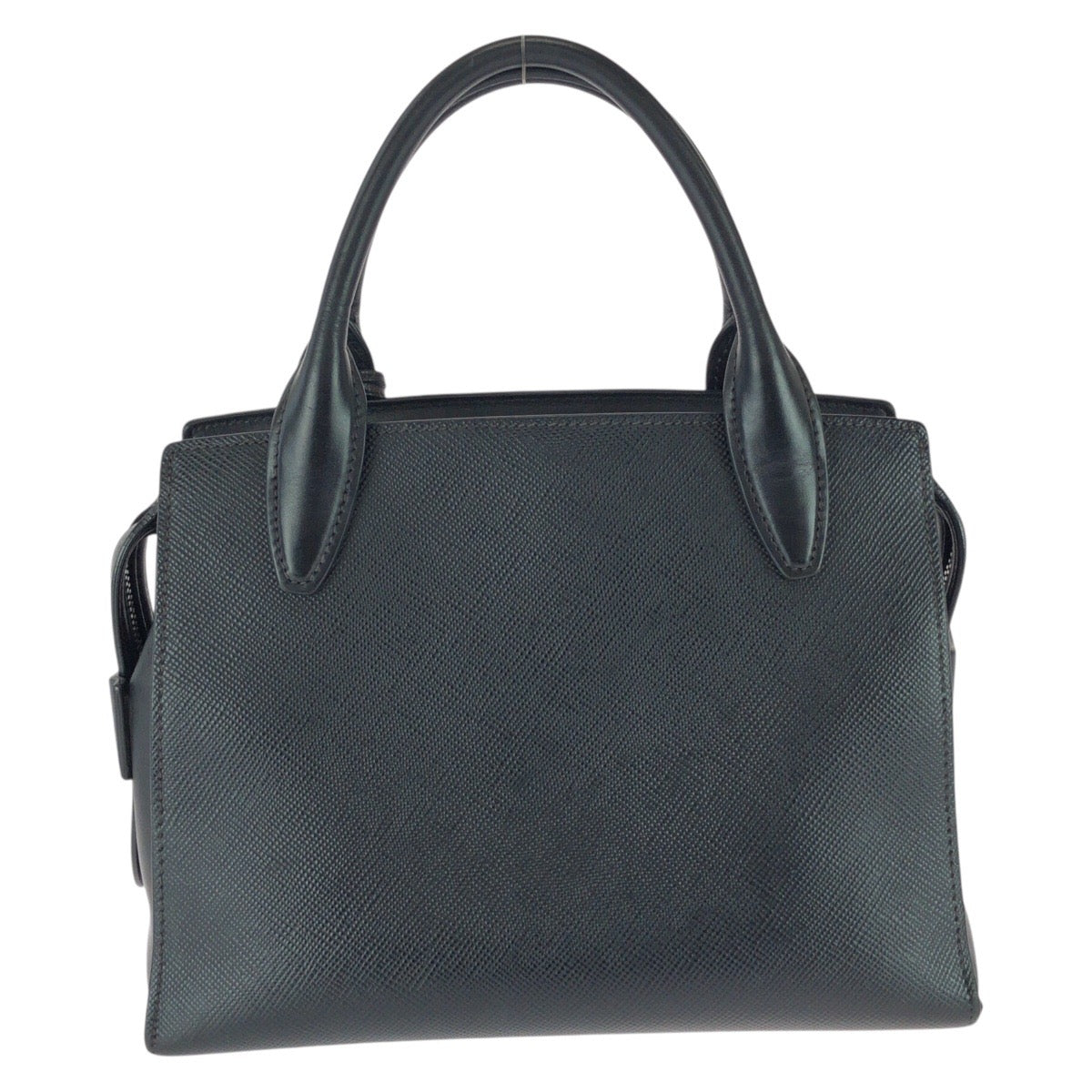 25927
PRADA プラダ サフィアーノ 三角ロゴプレート ブラック 黒 シルバー金具 レザー ハンドバッグ トートバッグ レディース AB56