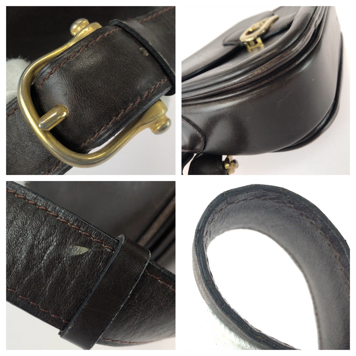 25928
CELINE セリーヌ ヴィンテージ ホースキャリッジ ブラウン ダークブラウン ゴールド金具 レザー ショルダーバッグ ポシェット レディース AB38