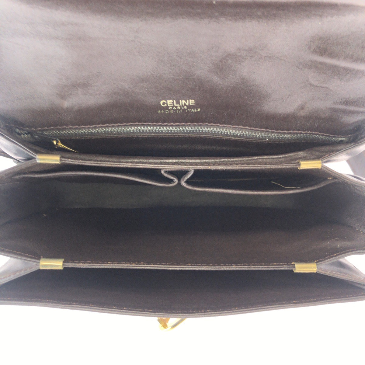 25928
CELINE セリーヌ ヴィンテージ ホースキャリッジ ブラウン ダークブラウン ゴールド金具 レザー ショルダーバッグ ポシェット レディース AB38