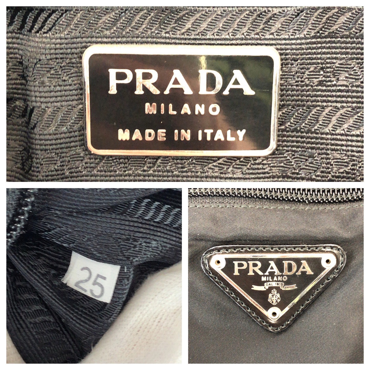 25930
PRADA プラダ テスート 三角ロゴプレート ブラック 黒 シルバー金具 ナイロン トートバッグ ショルダーバッグ レディース ABP35