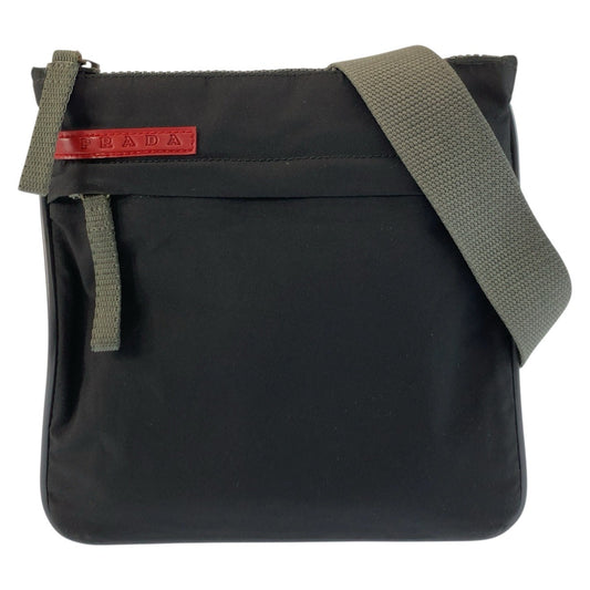 25931
PRADA SPORTS プラダスポーツ ブラック グレー シルバー金具 ナイロン ショルダーバッグ ポシェット レディース ABP33