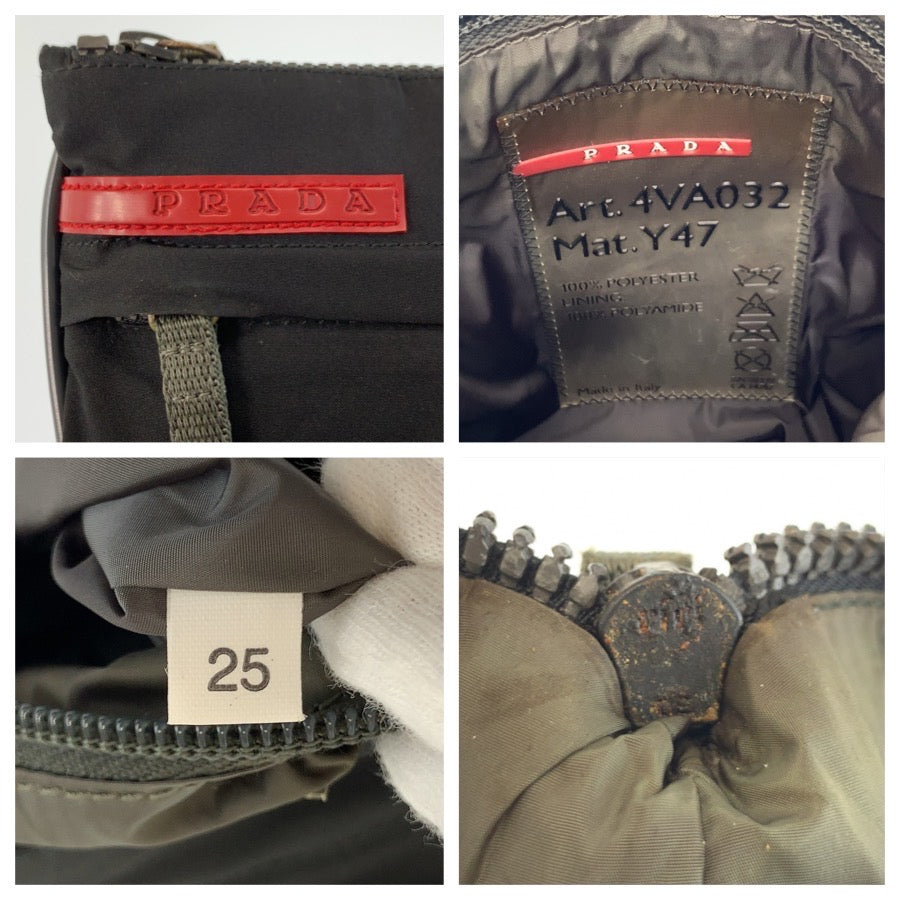 25931
PRADA SPORTS プラダスポーツ ブラック グレー シルバー金具 ナイロン ショルダーバッグ ポシェット レディース ABP33