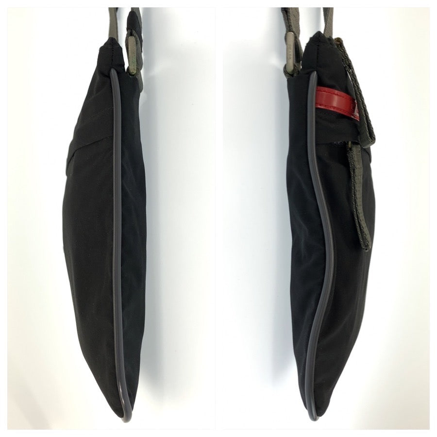 25931
PRADA SPORTS プラダスポーツ ブラック グレー シルバー金具 ナイロン ショルダーバッグ ポシェット レディース ABP33