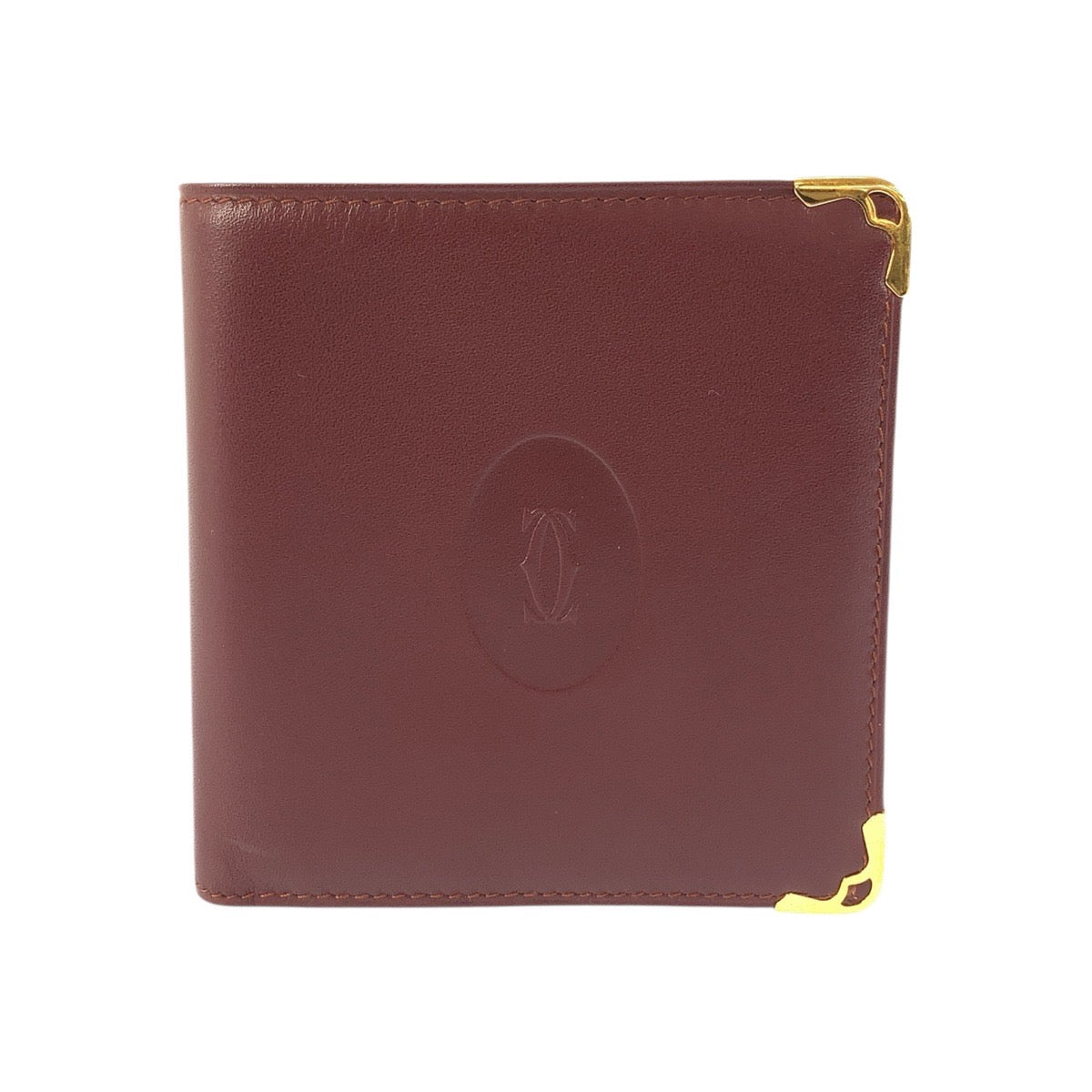 25932
CARTIER カルティエ マストライン ボルドー ワインレッド ゴールド金具 レザー 折財布 コンパクトウォレット メンズ A21