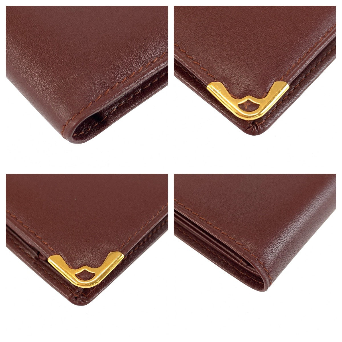 25932
CARTIER カルティエ マストライン ボルドー ワインレッド ゴールド金具 レザー 折財布 コンパクトウォレット メンズ A21