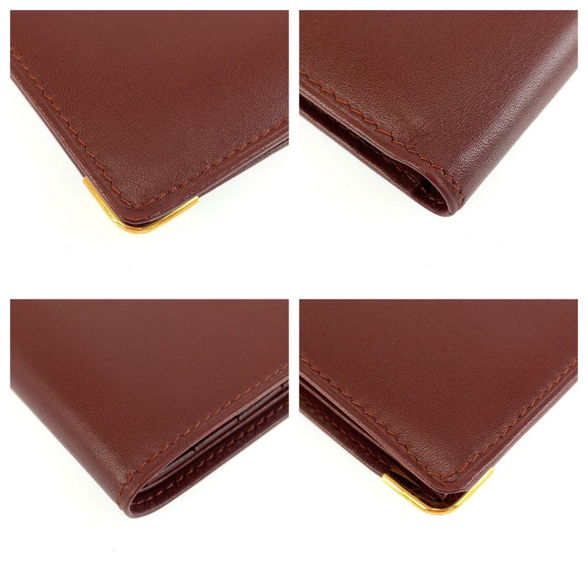 25932
CARTIER カルティエ マストライン ボルドー ワインレッド ゴールド金具 レザー 折財布 コンパクトウォレット メンズ A21