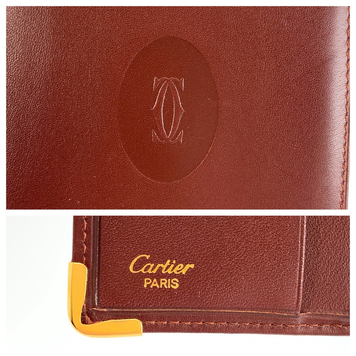 25932
CARTIER カルティエ マストライン ボルドー ワインレッド ゴールド金具 レザー 折財布 コンパクトウォレット メンズ A21