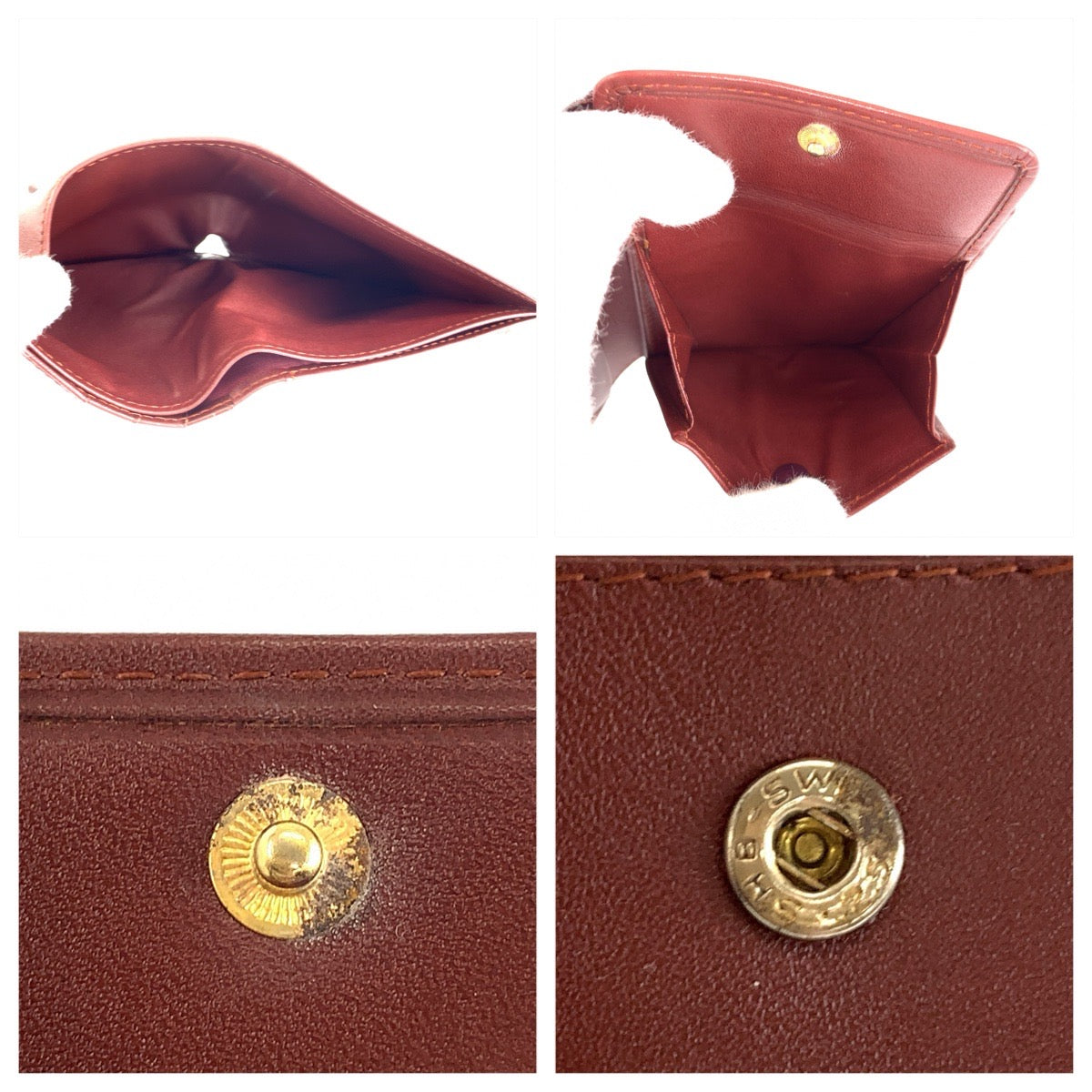 25932
CARTIER カルティエ マストライン ボルドー ワインレッド ゴールド金具 レザー 折財布 コンパクトウォレット メンズ A21