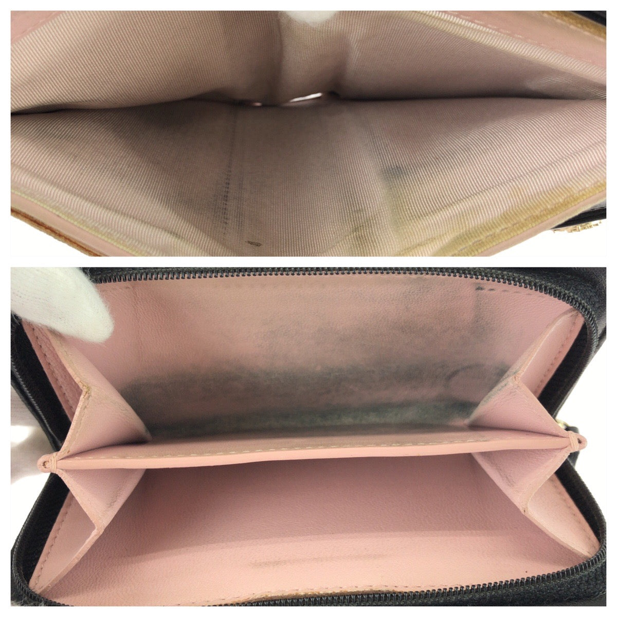 25933
CHANEL シャネル マトラッセ ココマーク ブラック ピンク ゴールド金具 レザー 折財布 コンパクトウォレット レディース AB28