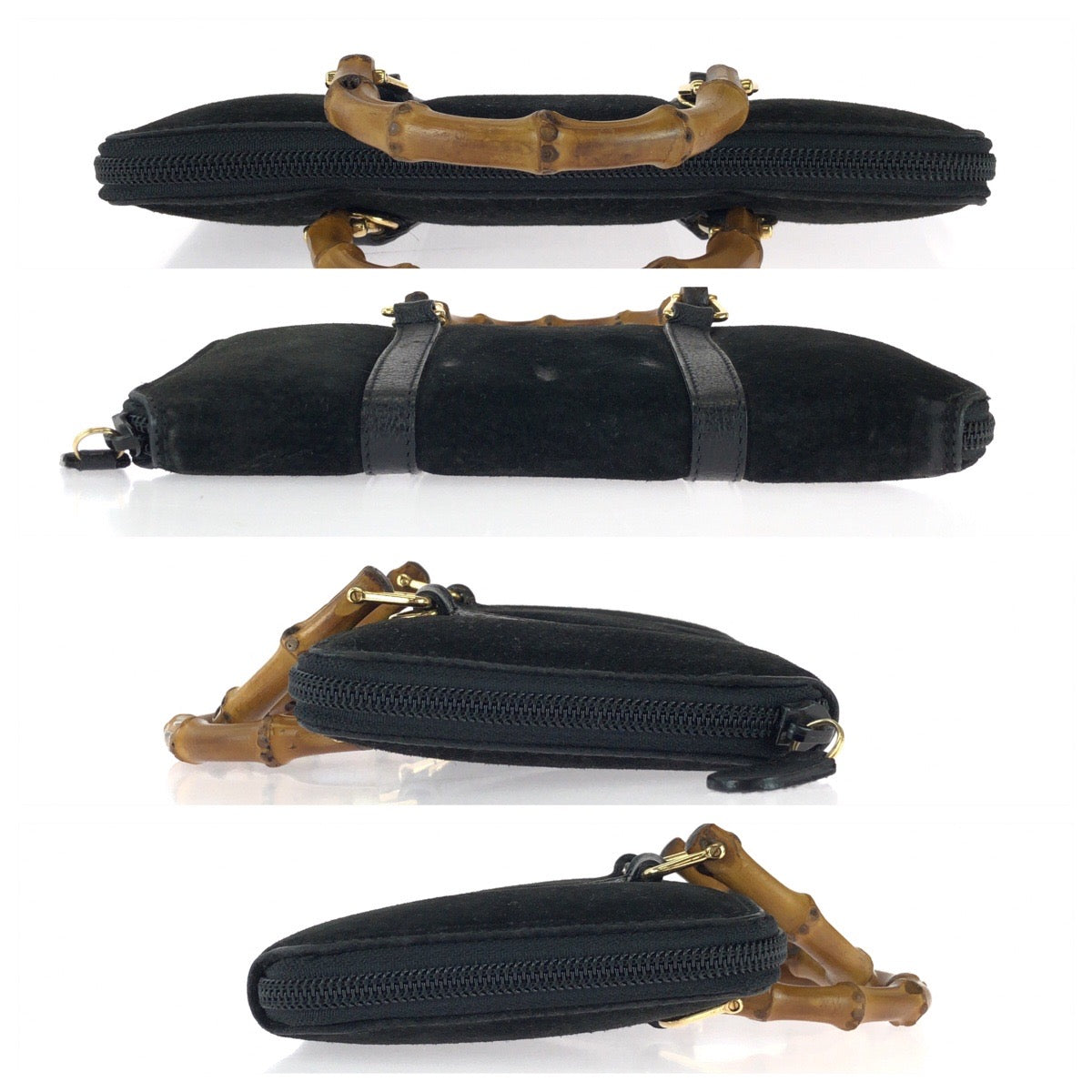 25937
GUCCI グッチ ヴィンテージ バンブー ２way ブラック 黒 ゴールド金具 スウェード / レザー 長財布 ショルダーウォレット レディース AB35