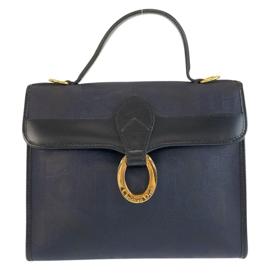 25938
Christian Dior クリスチャンディオール ヴィンテージ トロッター ネイビー ゴールド金具 PVC ハンドバッグ レディース ABP38