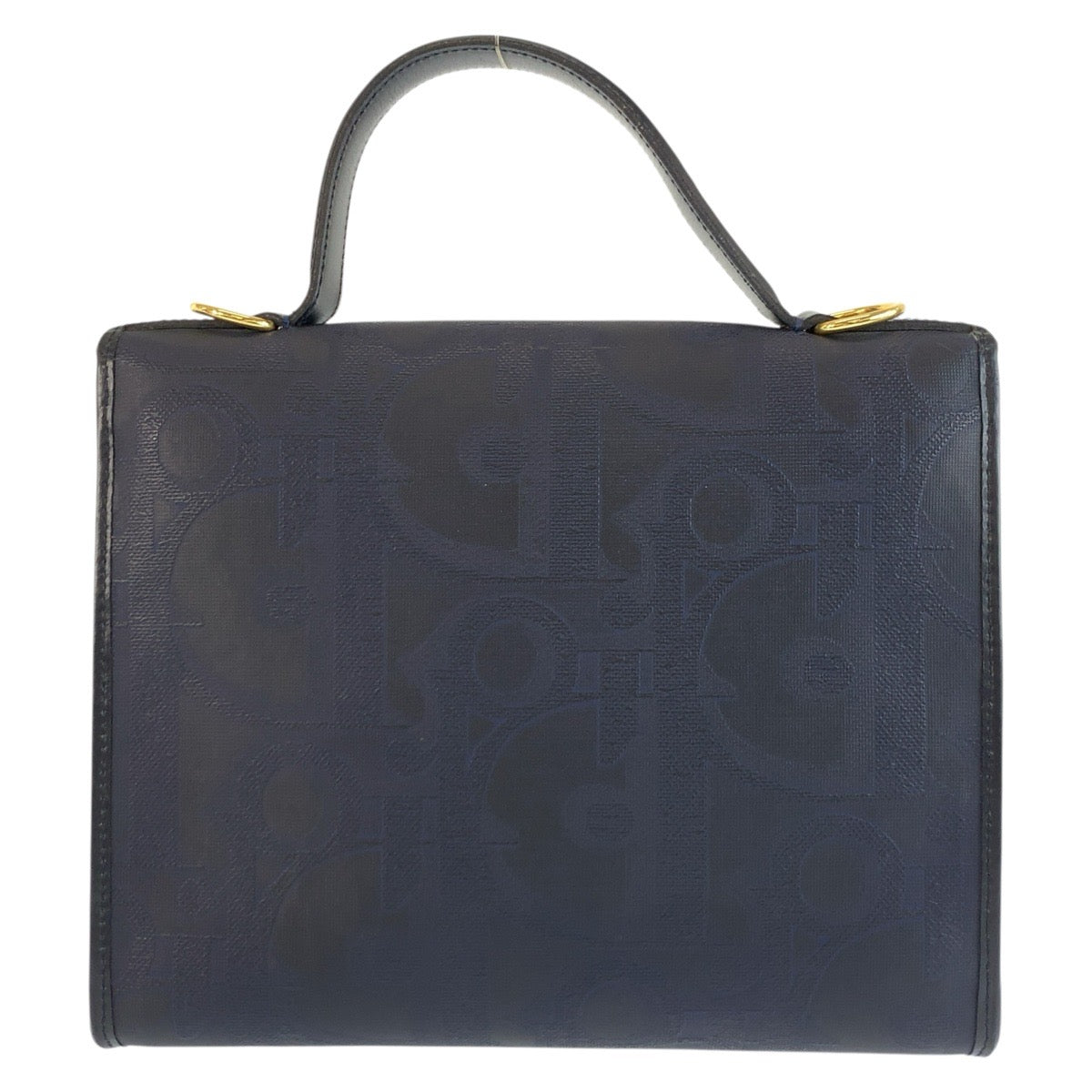 25938
Christian Dior クリスチャンディオール ヴィンテージ トロッター ネイビー ゴールド金具 PVC ハンドバッグ レディース ABP38