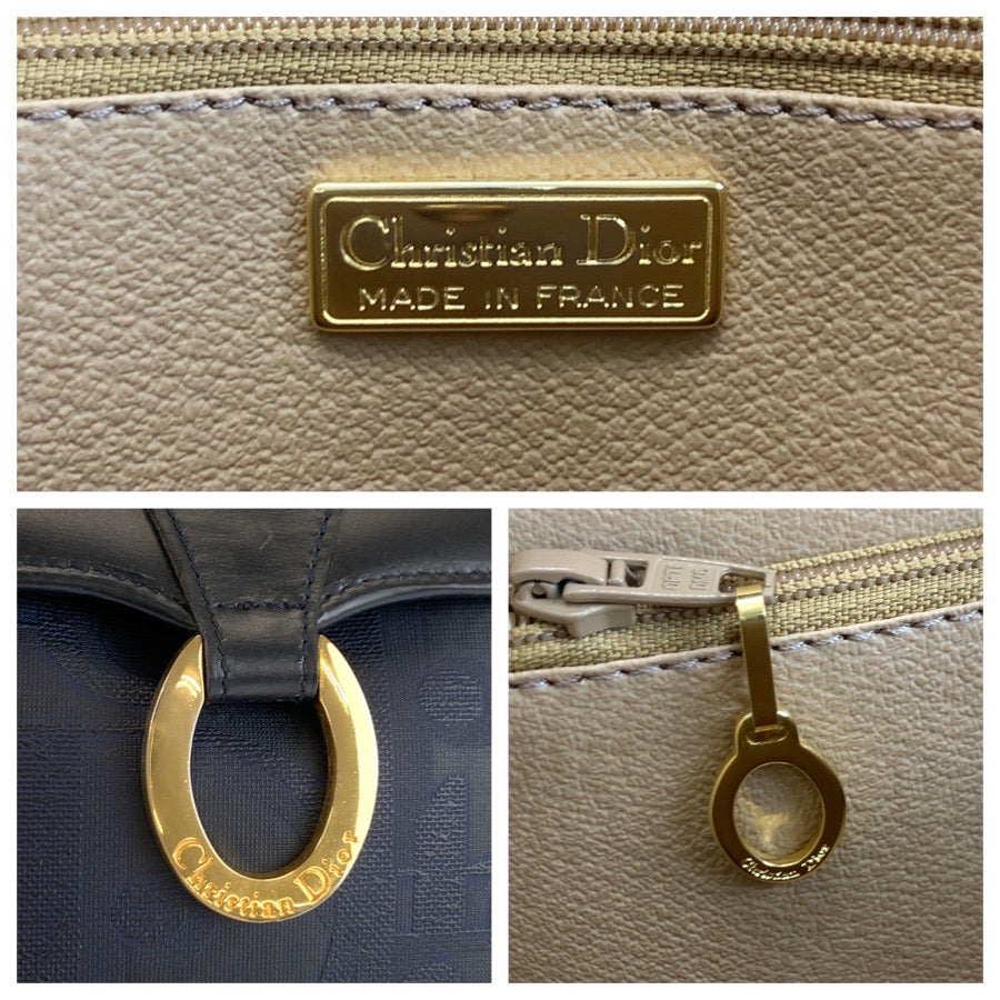 25938
Christian Dior クリスチャンディオール ヴィンテージ トロッター ネイビー ゴールド金具 PVC ハンドバッグ レディース ABP38