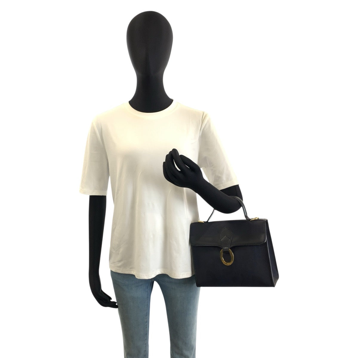 25938
Christian Dior クリスチャンディオール ヴィンテージ トロッター ネイビー ゴールド金具 PVC ハンドバッグ レディース ABP38