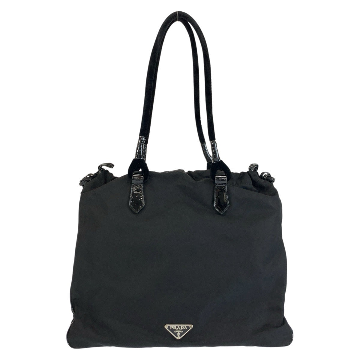 25939
PRADA プラダ テスート 三角ロゴプレート ブラック 黒 シルバー金具 ナイロン トートバッグ ショルダーバッグ レディース ABP38