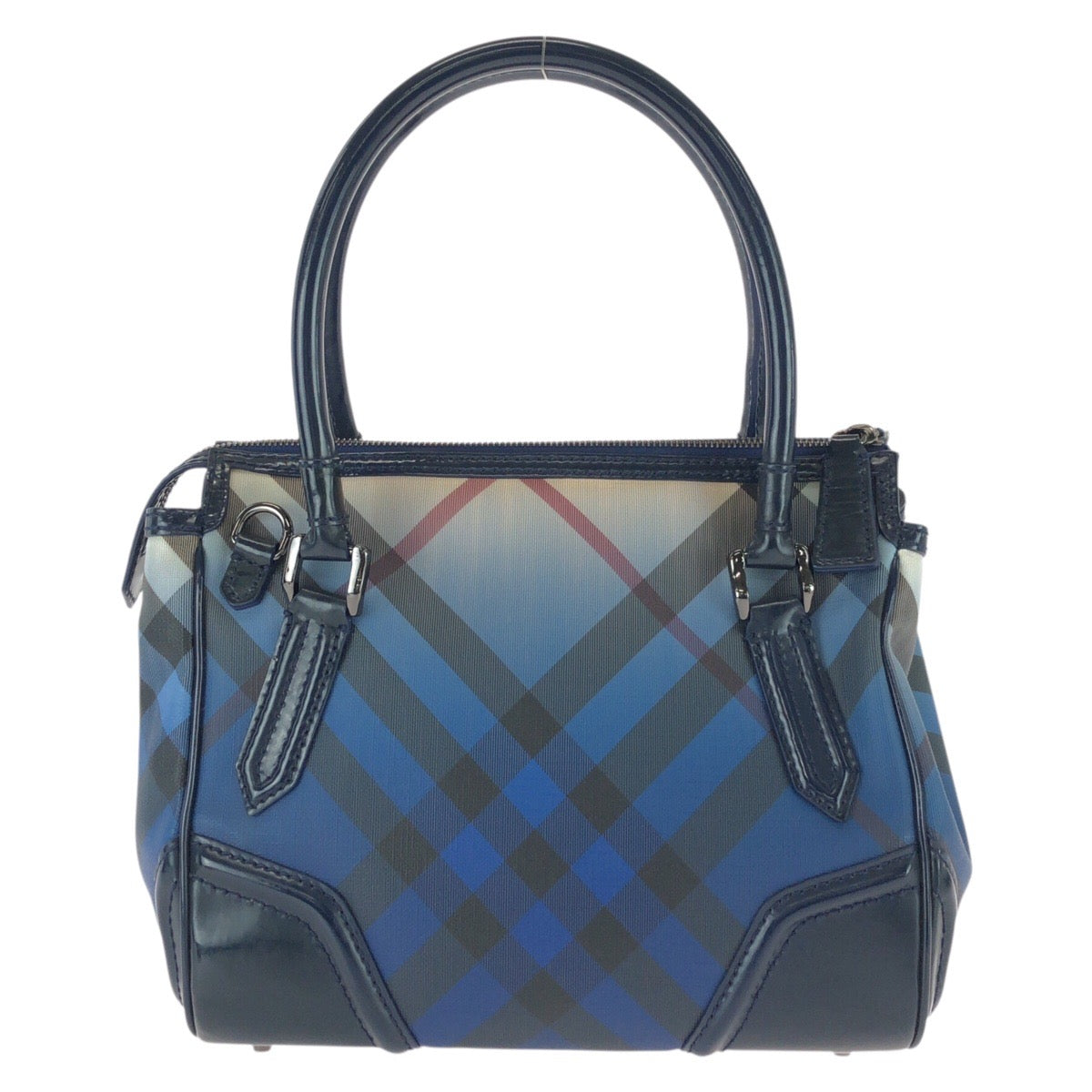 25941
BURBERRY バーバリー チェック柄 2way ブルー ガンメタ金具 PVC / エナメル 37322646/61B ショルダーバッグ ミニボストンバッグ レディース ABP35