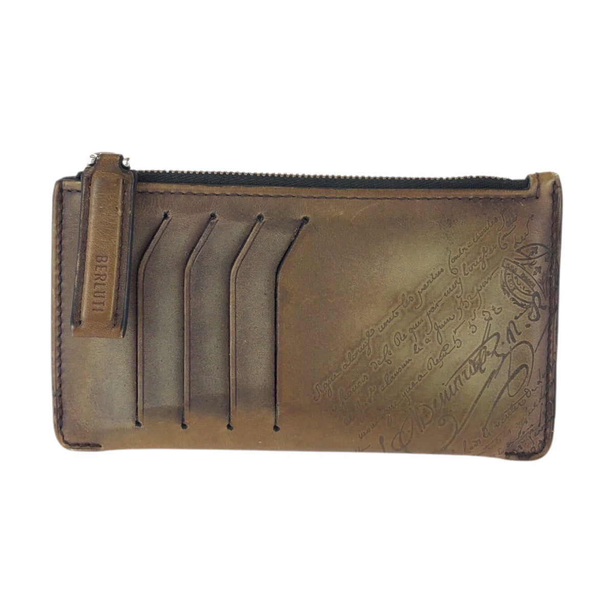 25942
Berluti ベルルッティ カリグラフィー ファサード エピュール ジップカードホルダー ブラウン ダークブラウン レザー コインケース フラグメン メンズ ABP37