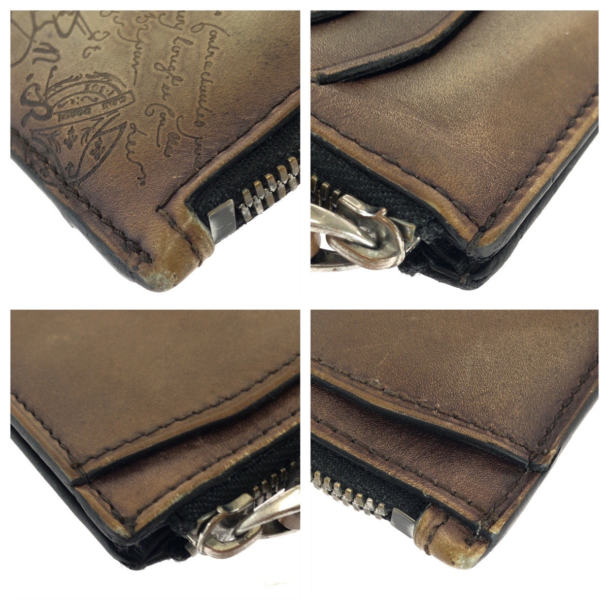 25942
Berluti ベルルッティ カリグラフィー ファサード エピュール ジップカードホルダー ブラウン ダークブラウン レザー コインケース フラグメン メンズ ABP37
