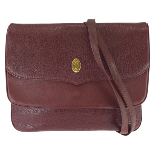 25943
CARTIER カルティエ マストライン ワインレッド ボルドー ゴールド金具 レザー ショルダーバッグ レディース ABP33