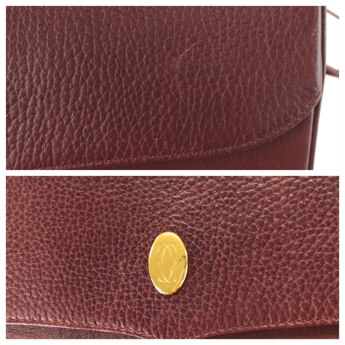 25943
CARTIER カルティエ マストライン ワインレッド ボルドー ゴールド金具 レザー ショルダーバッグ レディース ABP33