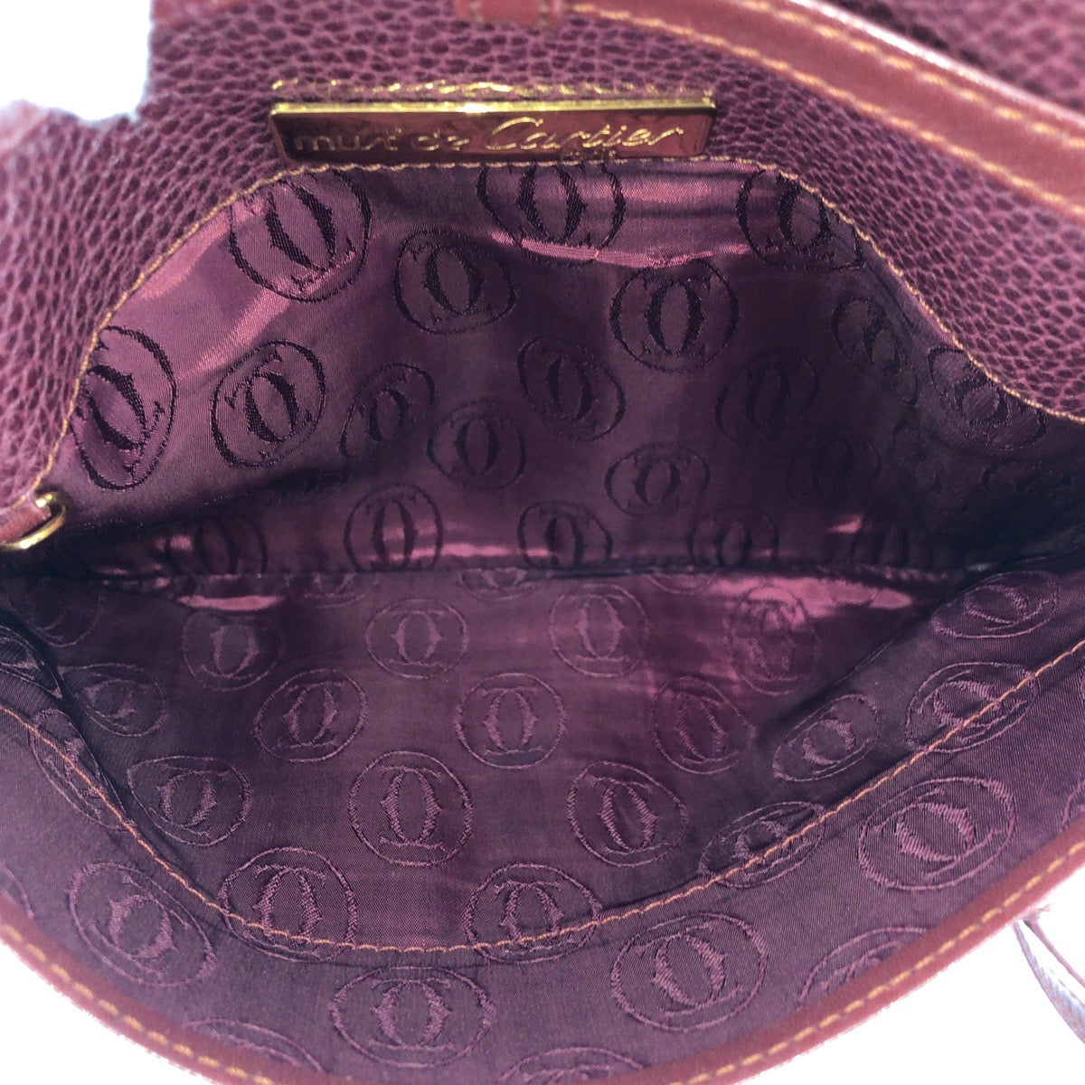 25943
CARTIER カルティエ マストライン ワインレッド ボルドー ゴールド金具 レザー ショルダーバッグ レディース ABP33