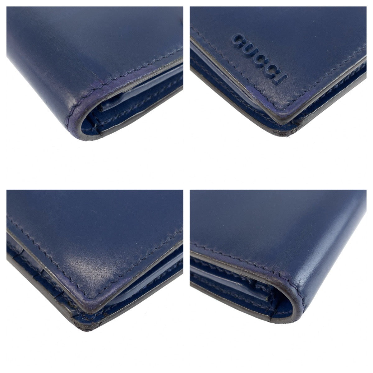 25946
GUCCI グッチ ブルー ネイビー シルバー金具 レザー 408813 長財布 ロングウォレット メンズ AB21