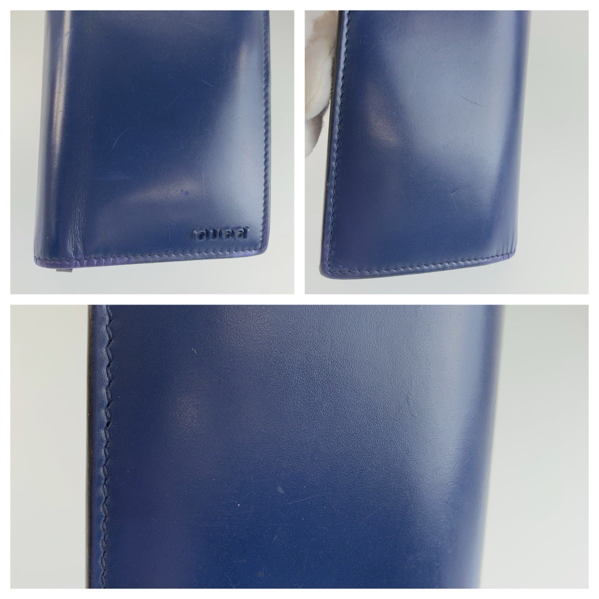 25946
GUCCI グッチ ブルー ネイビー シルバー金具 レザー 408813 長財布 ロングウォレット メンズ AB21