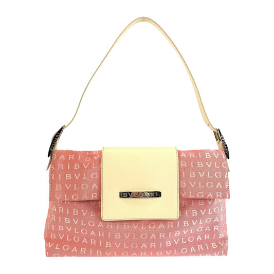 25947
BVLGARI ブルガリ ロゴマニア ピンク クリーム シルバー金具 キャンバス / レザー ショルダーバッグ ハンドバッグ レディース ABP28