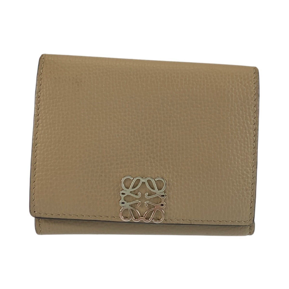 25949
LOEWE ロエベ アナグラム ベージュ シルバー金具 レザー 折財布 トライフォールドウォレット レディース ABP21