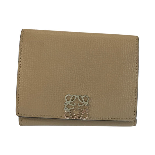 25949
LOEWE ロエベ アナグラム ベージュ シルバー金具 レザー 折財布 トライフォールドウォレット レディース ABP21
