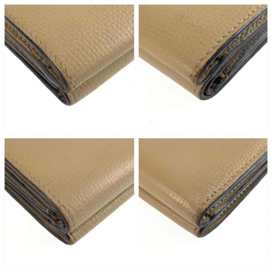 25949
LOEWE ロエベ アナグラム ベージュ シルバー金具 レザー 折財布 トライフォールドウォレット レディース ABP21