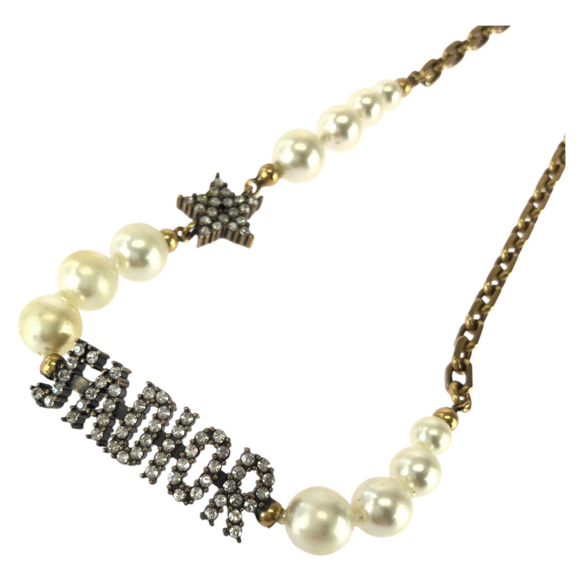 25950
Dior ディオール J'Adior フェイクパール ラインストーン ホワイト ゴールド金具 メタル チョーカー レディース ABP24