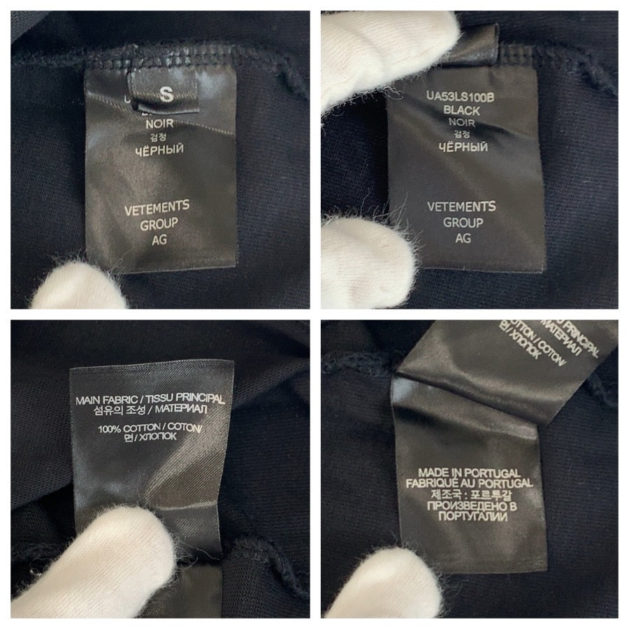 25954
VETEMENTS ヴェトモン GOTHIC LOGO LONG SLEEVE サイズS ブラック 黒 コットン 長袖Ｔシャツ ロングスリーブTシャツ メンズ ABP500