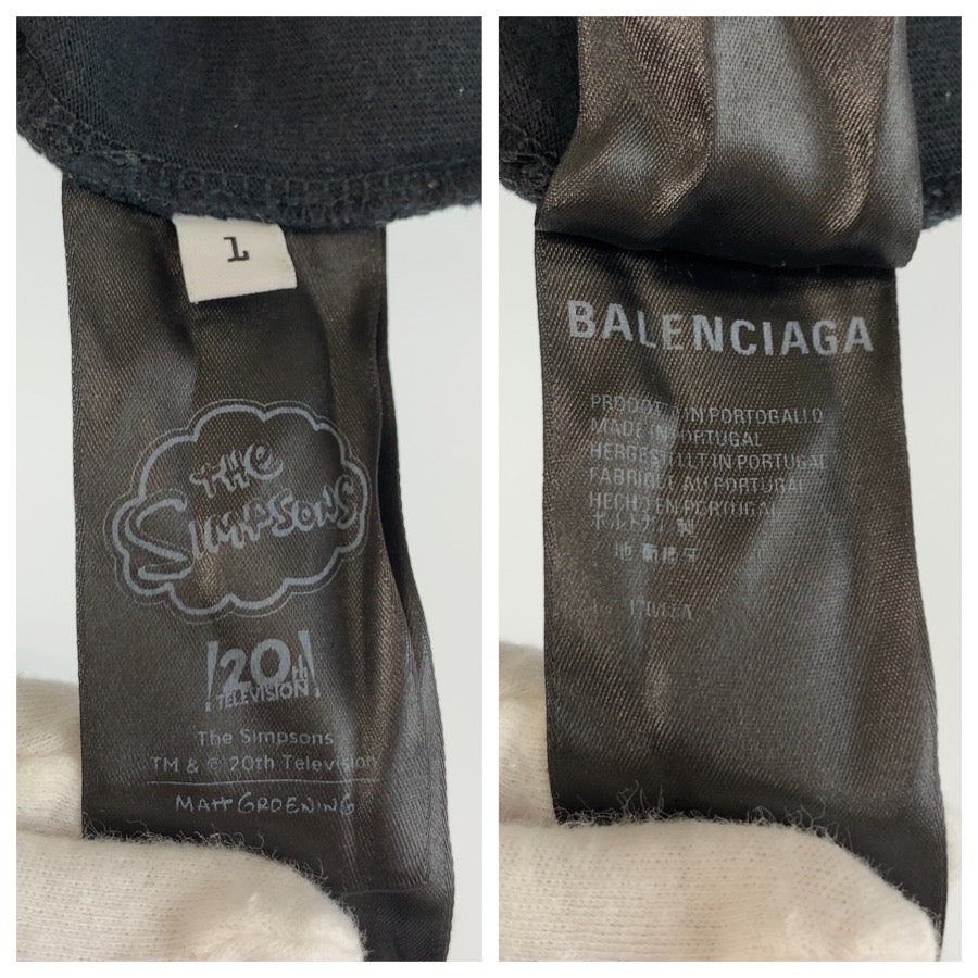 25963
BALENCIAGA バレンシアガ シンプソンズ サイズL ブラック 黒 コットン 半袖Tシャツ クルーネック メンズ ABP420