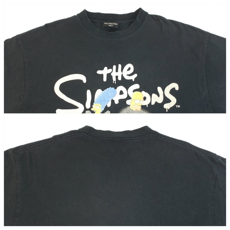 25963
BALENCIAGA バレンシアガ シンプソンズ サイズL ブラック 黒 コットン 半袖Tシャツ クルーネック メンズ ABP420