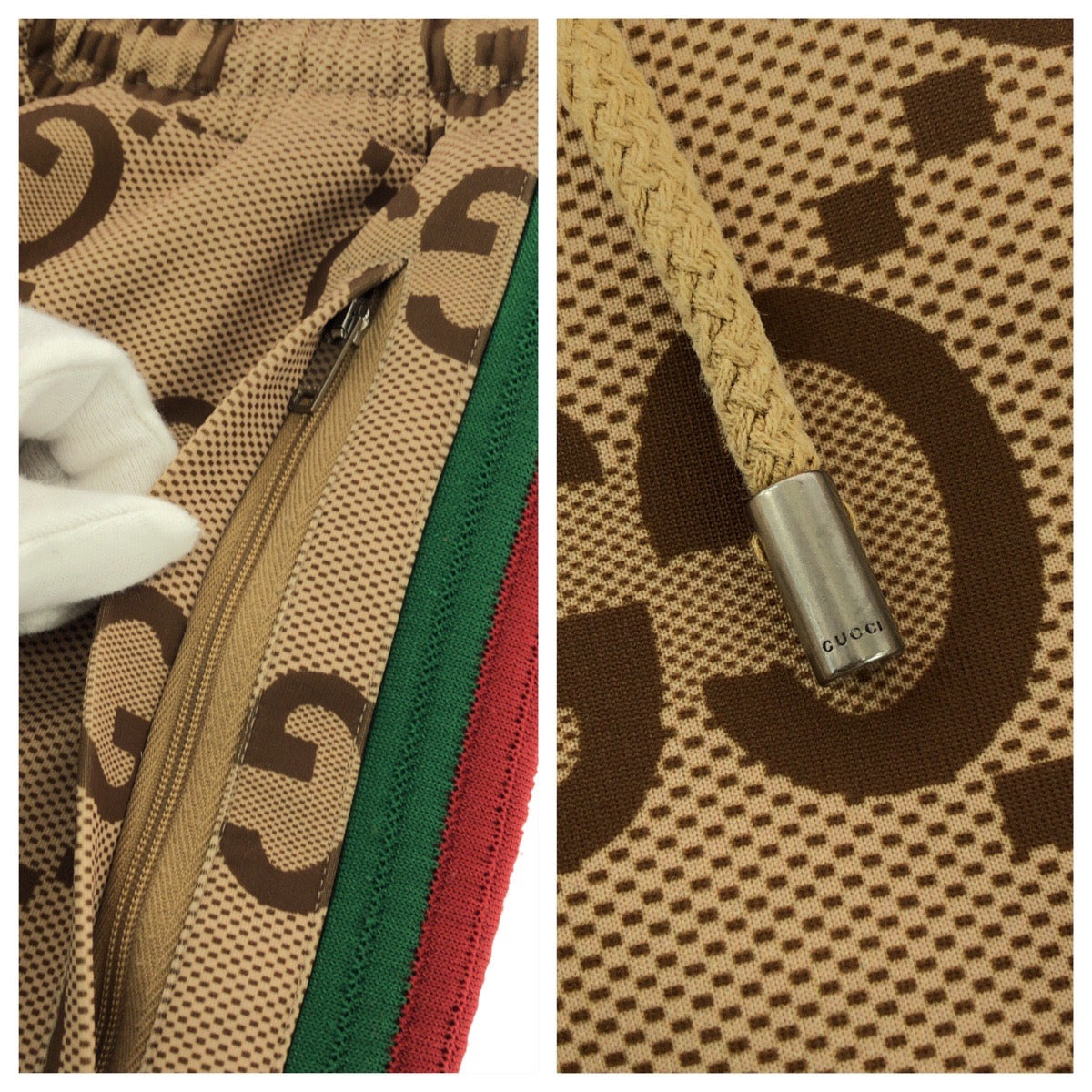 25965
GUCCI グッチ シェリーライン ジャンボGG サイズM ベージュ ブラウン ポリエステル ボトムス トラックパンツ 715192刻印 メンズ ABP1100