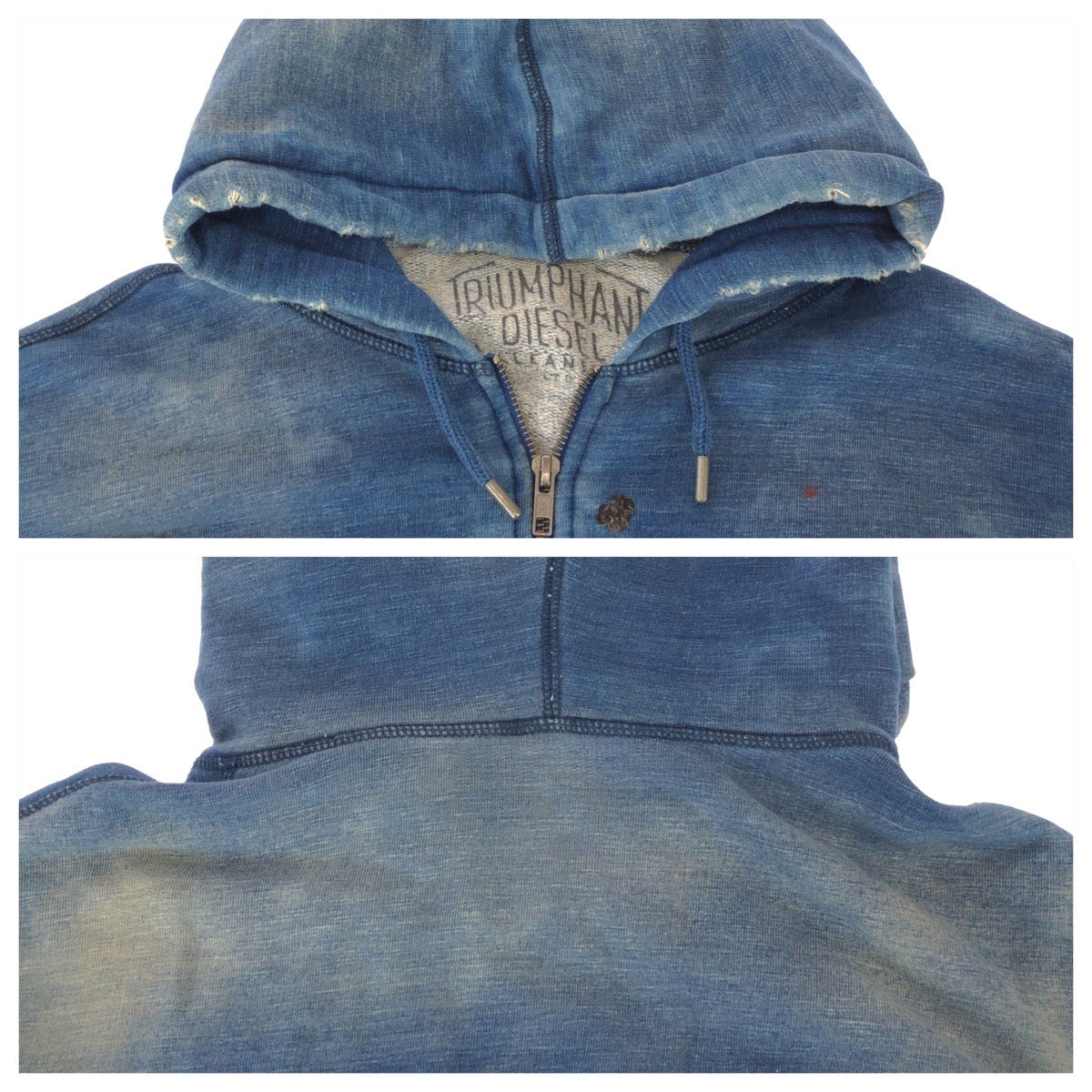 25968
DIESEL ディーゼル TRIUMPHANT HAPPINESS DEALER サイズM ブルー デニム コットン / スパンコール パーカー ジップアップパーカー メンズ ABP150