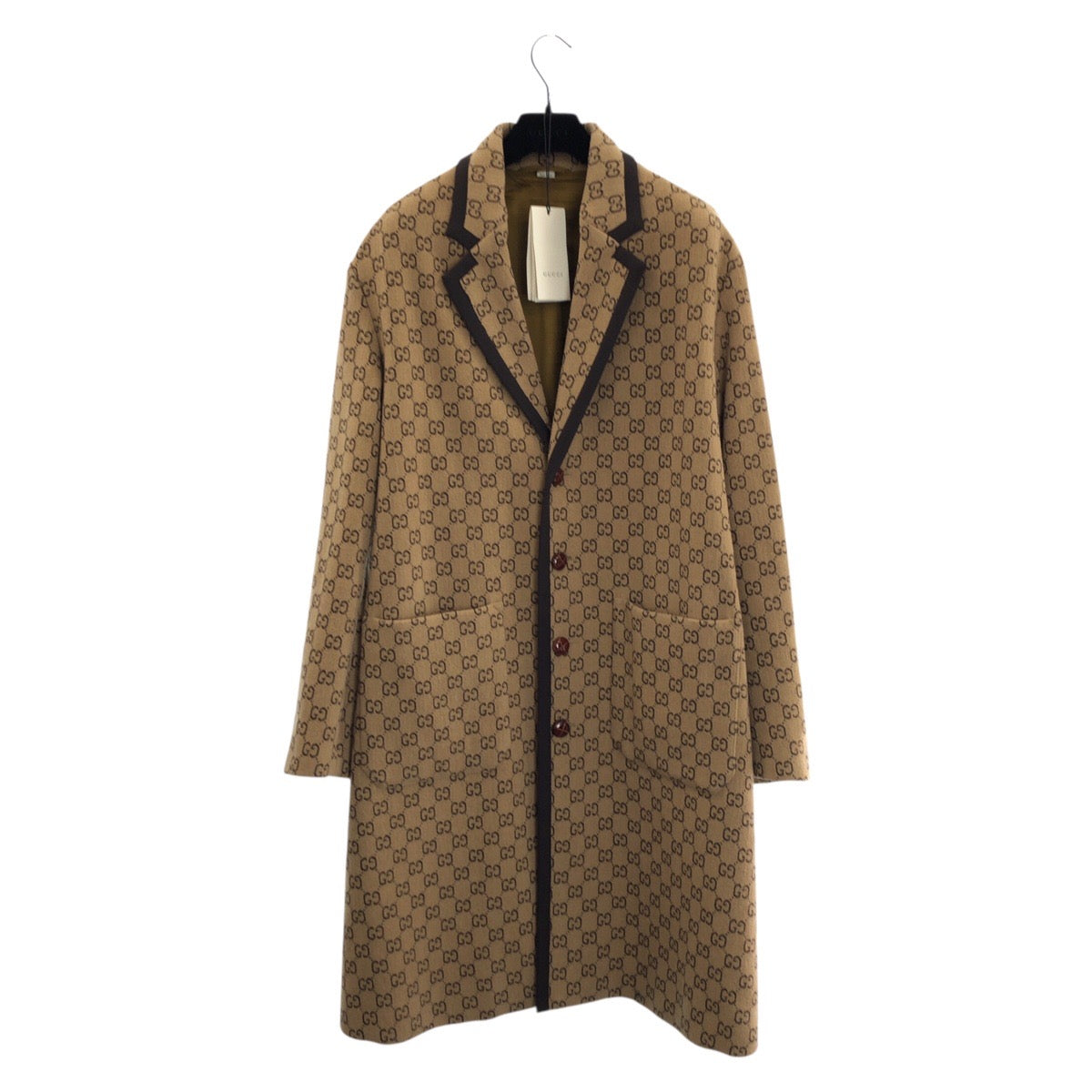 25969
GUCCI グッチ GGジャカード メルトン サイズ48 ベージュ ブラウン ウール 598710 コート チェスターコート メンズ A4500