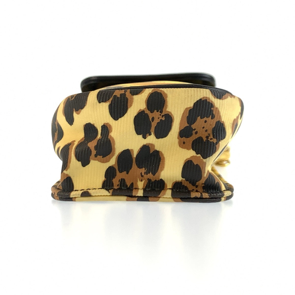 25975
VERSACE ヴェルサーチ レオパード柄 イエロー ブラック ゴールド金具 PVC チェーンショルダーバッグ ポシェット レディース AB35