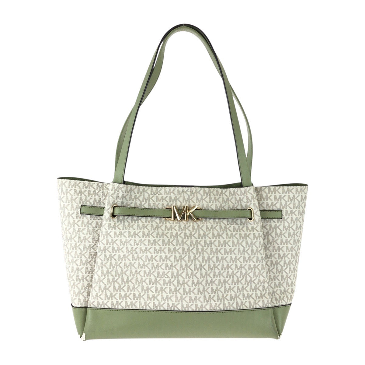 25982
Michael Kors マイケルコース ホワイト グリーン ゴールド金具 PVC トートバッグ ショルダーバッグ レディース AB3