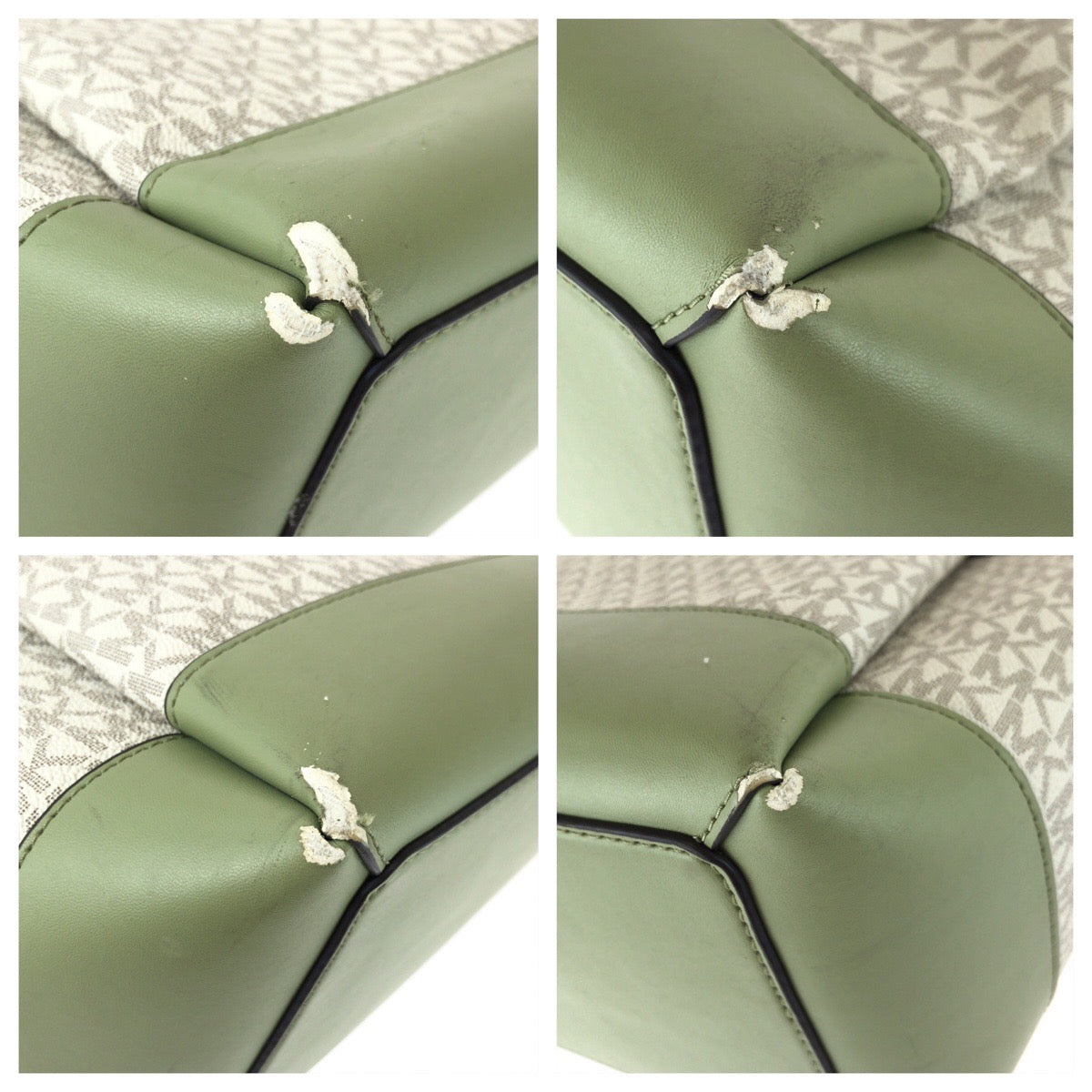 25982
Michael Kors マイケルコース ホワイト グリーン ゴールド金具 PVC トートバッグ ショルダーバッグ レディース AB3