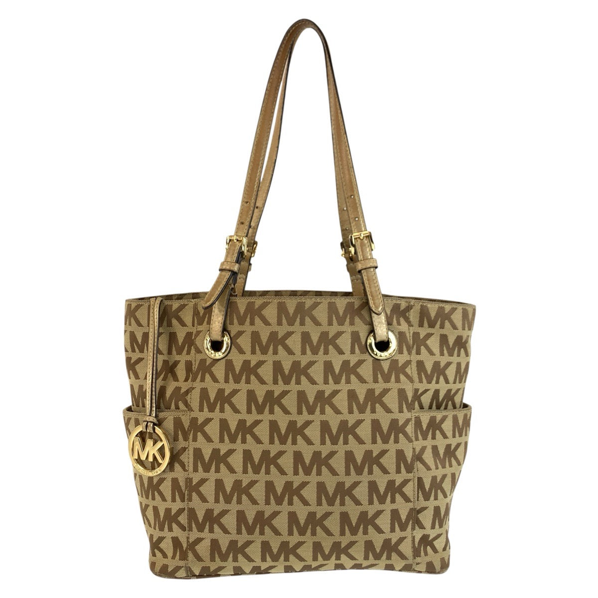 25983
Michael Kors マイケルコース MKロゴ ベージュ ブラウン ゴールド金具 キャンバス 30S11TTT4J トートバッグ ショルダーバッグ レディース AB3