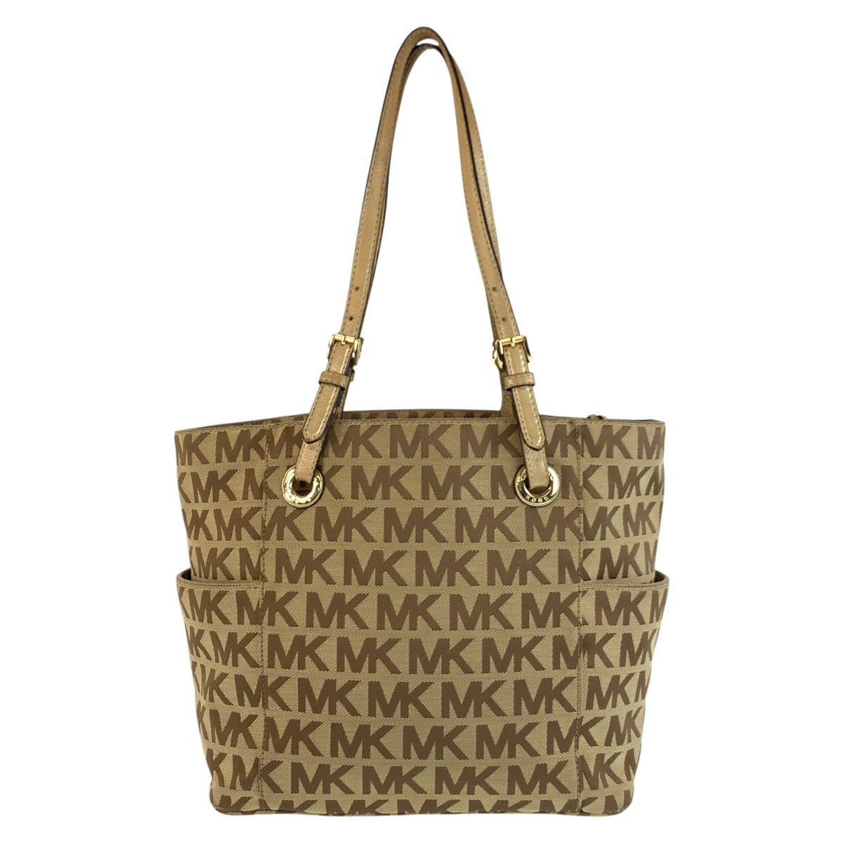25983
Michael Kors マイケルコース MKロゴ ベージュ ブラウン ゴールド金具 キャンバス 30S11TTT4J トートバッグ ショルダーバッグ レディース AB3